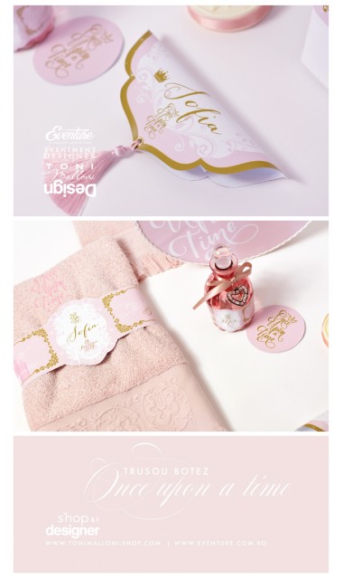 Trusou de botez brodat pentru fetite cu printese, Once upon a time 11